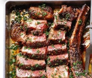 A fit and healthy lifestyle Garlic Herb Butter Steak in Oven
