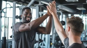 Passion in the Gym giving High Five